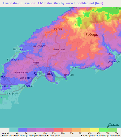 Friendsfield,Trinidad and Tobago Elevation Map