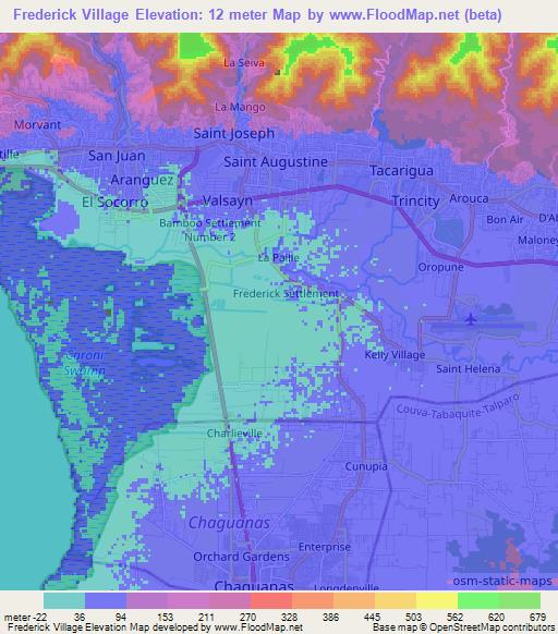 Frederick Village,Trinidad and Tobago Elevation Map