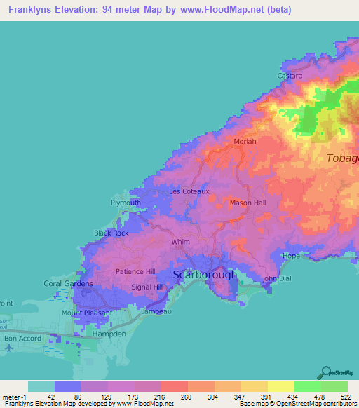 Franklyns,Trinidad and Tobago Elevation Map