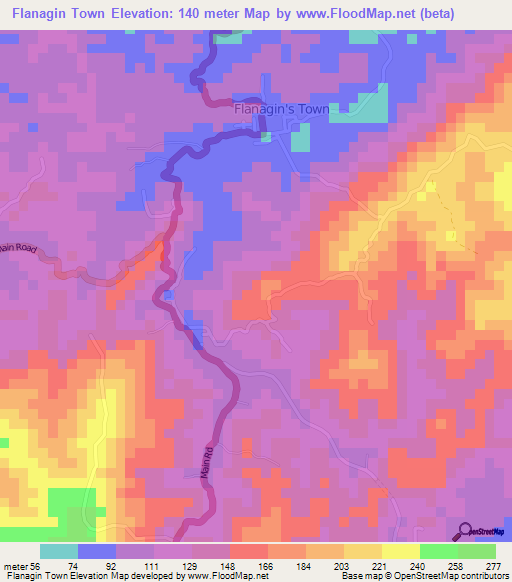 Flanagin Town,Trinidad and Tobago Elevation Map