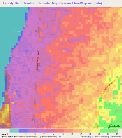Felicity Hall,Trinidad and Tobago Elevation Map