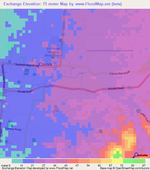 Exchange,Trinidad and Tobago Elevation Map
