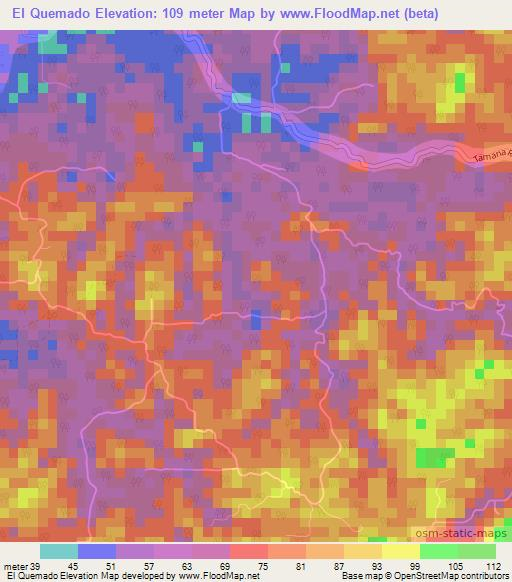 El Quemado,Trinidad and Tobago Elevation Map