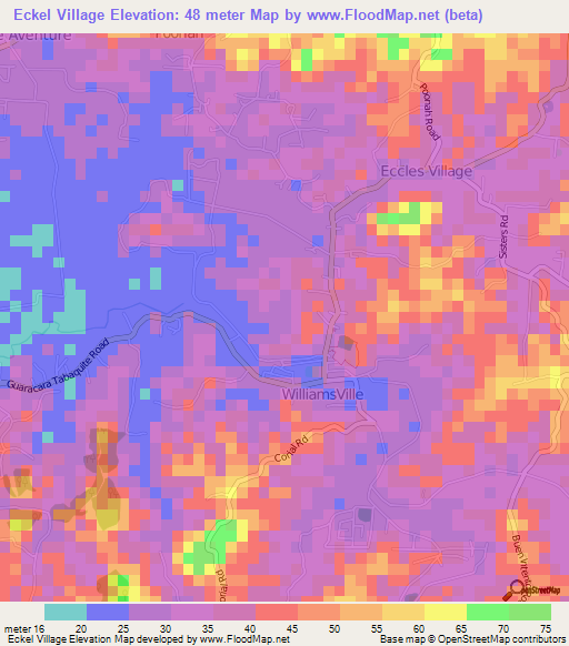 Eckel Village,Trinidad and Tobago Elevation Map