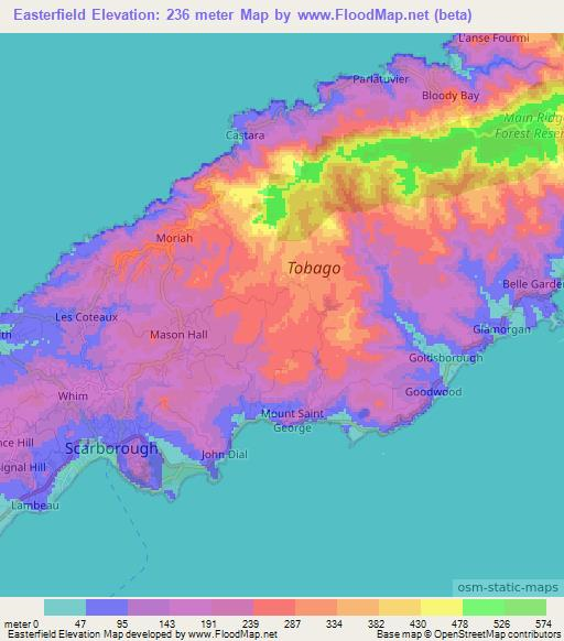 Easterfield,Trinidad and Tobago Elevation Map