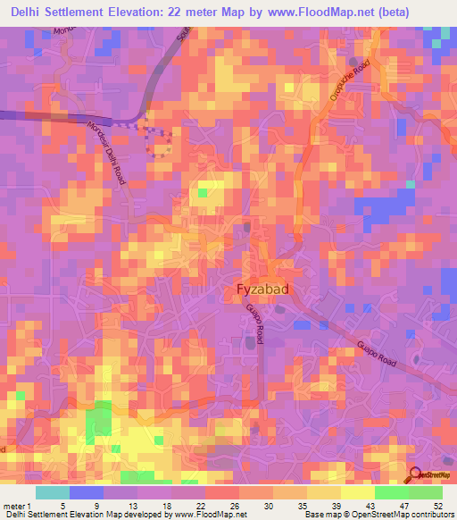 Delhi Settlement,Trinidad and Tobago Elevation Map
