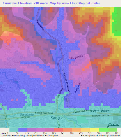 Curucaye,Trinidad and Tobago Elevation Map