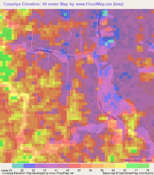 Cunaripa,Trinidad and Tobago Elevation Map