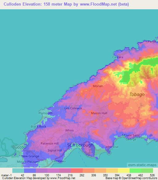 Culloden,Trinidad and Tobago Elevation Map