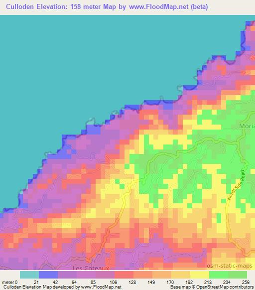 Culloden,Trinidad and Tobago Elevation Map