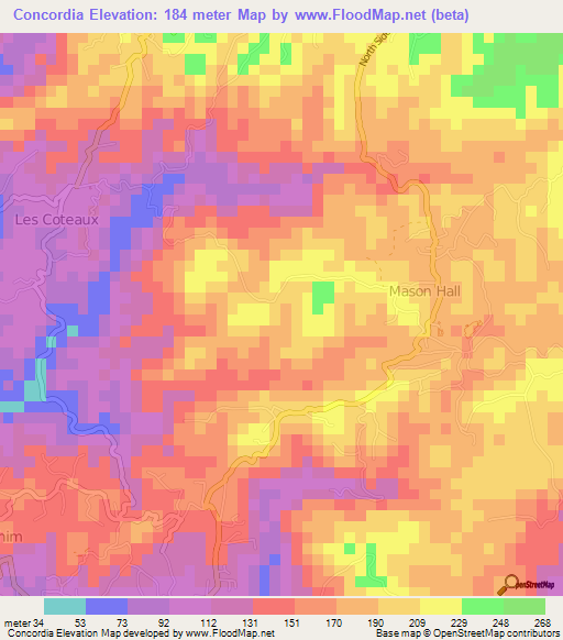 Concordia,Trinidad and Tobago Elevation Map