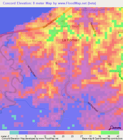 Concord,Trinidad and Tobago Elevation Map