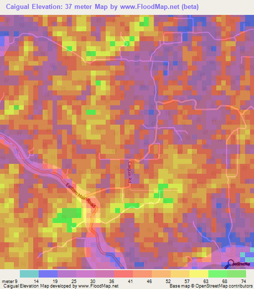 Caigual,Trinidad and Tobago Elevation Map
