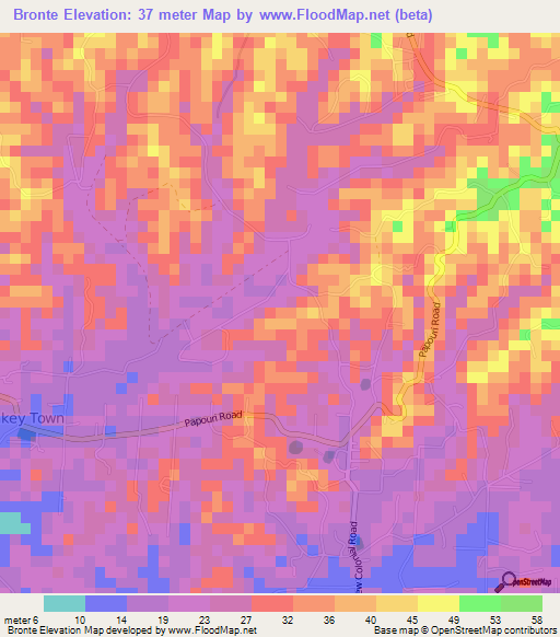 Bronte,Trinidad and Tobago Elevation Map