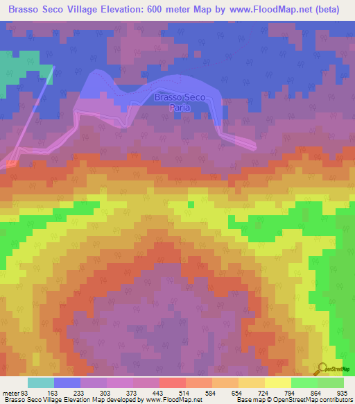 Brasso Seco Village,Trinidad and Tobago Elevation Map