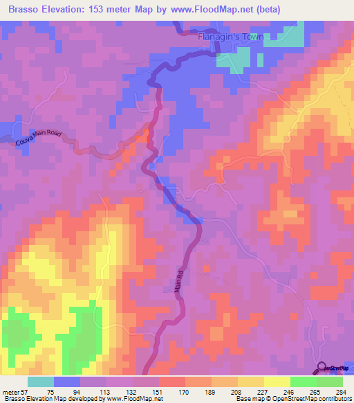 Brasso,Trinidad and Tobago Elevation Map