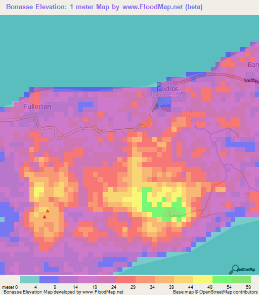 Bonasse,Trinidad and Tobago Elevation Map