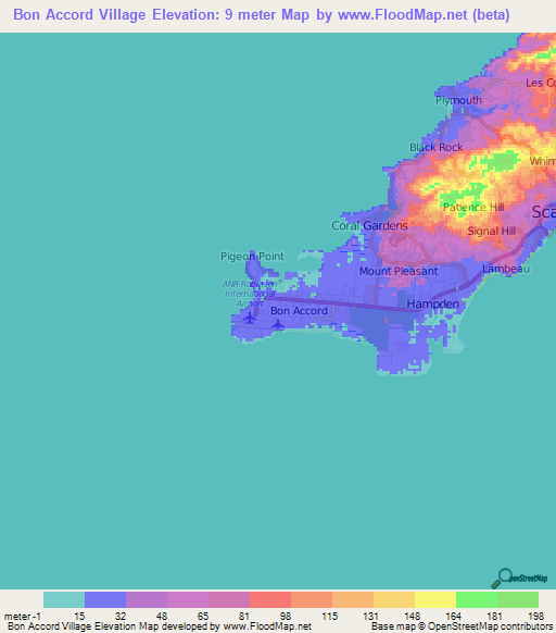 Bon Accord Village,Trinidad and Tobago Elevation Map