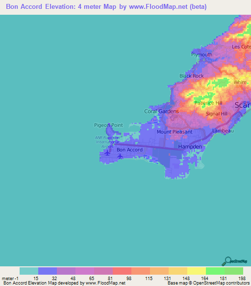 Bon Accord,Trinidad and Tobago Elevation Map