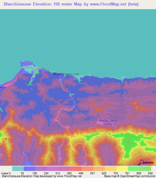 Blanchisseuse,Trinidad and Tobago Elevation Map