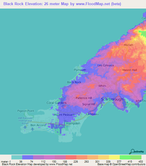 Black Rock,Trinidad and Tobago Elevation Map
