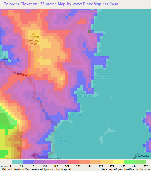 Belmont,Trinidad and Tobago Elevation Map
