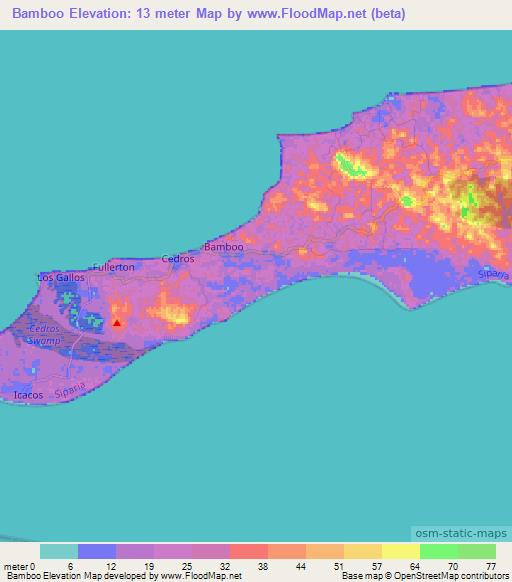 Bamboo,Trinidad and Tobago Elevation Map
