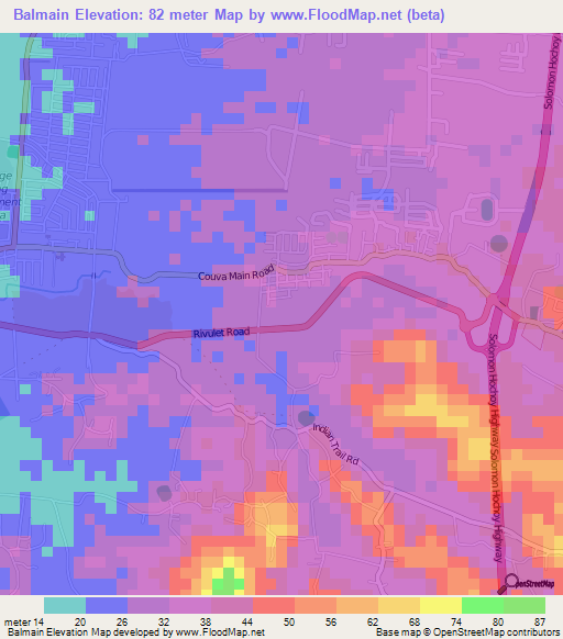 Balmain,Trinidad and Tobago Elevation Map