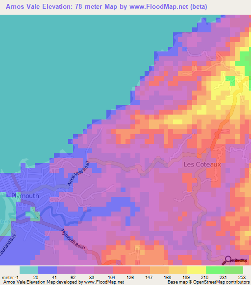 Arnos Vale,Trinidad and Tobago Elevation Map