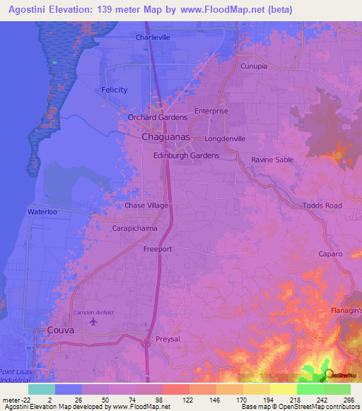 Agostini,Trinidad and Tobago Elevation Map