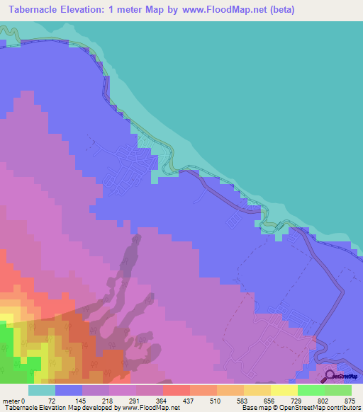 Tabernacle,Saint Kitts and Nevis Elevation Map