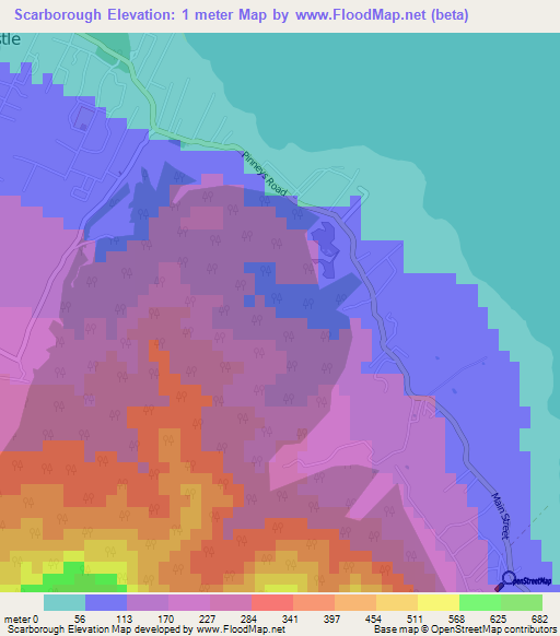 Scarborough,Saint Kitts and Nevis Elevation Map
