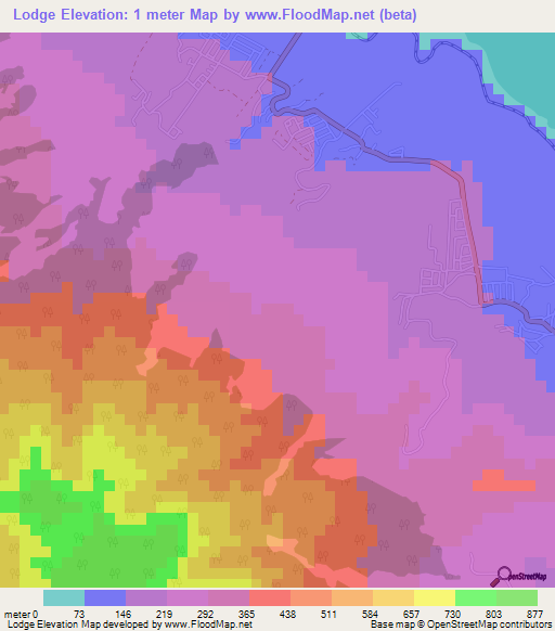 Lodge,Saint Kitts and Nevis Elevation Map
