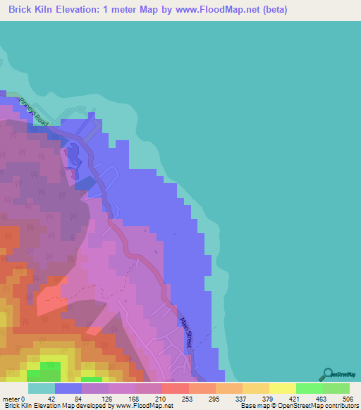 Brick Kiln,Saint Kitts and Nevis Elevation Map