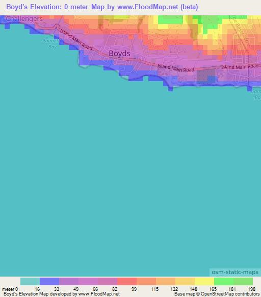 Boyd's,Saint Kitts and Nevis Elevation Map