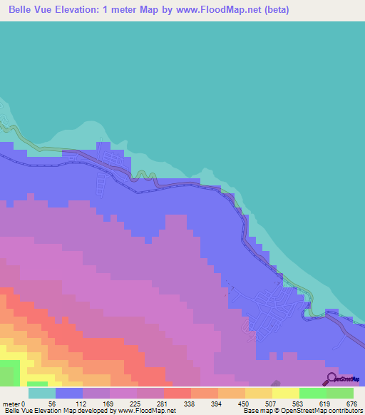 Belle Vue,Saint Kitts and Nevis Elevation Map