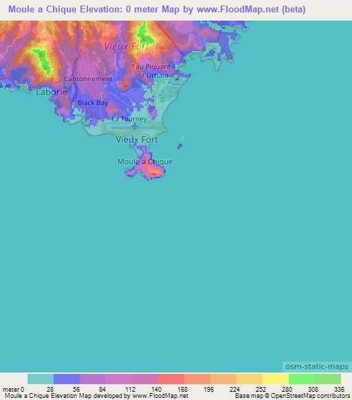 Moule a Chique,Saint Lucia Elevation Map