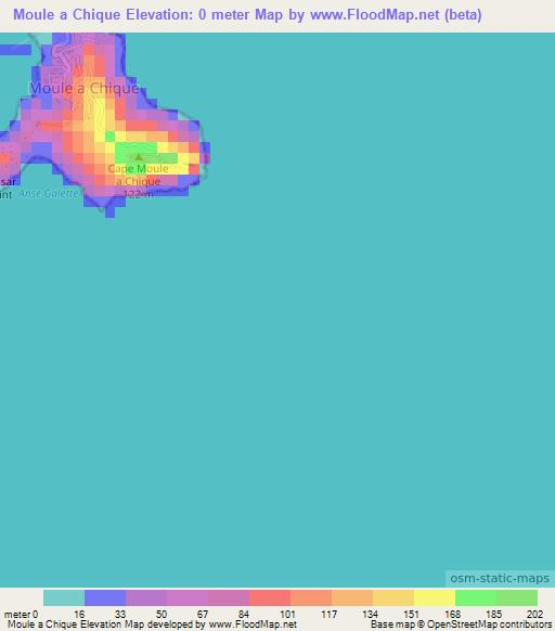 Moule a Chique,Saint Lucia Elevation Map