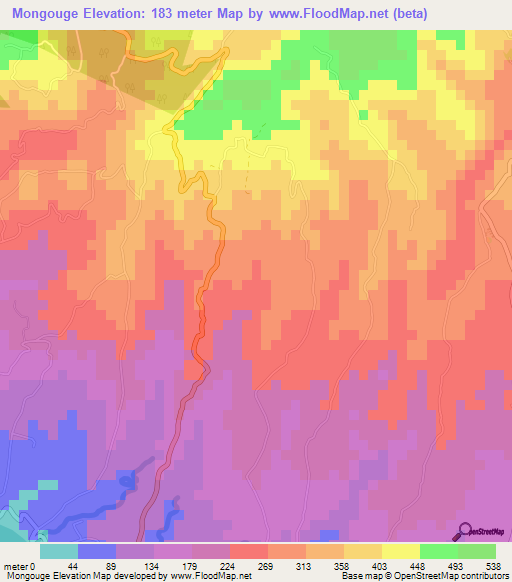 Mongouge,Saint Lucia Elevation Map
