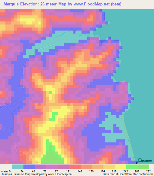 Marquis,Saint Lucia Elevation Map