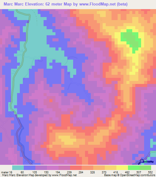 Marc Marc,Saint Lucia Elevation Map