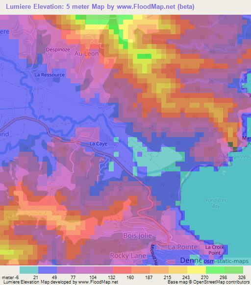 Lumiere,Saint Lucia Elevation Map