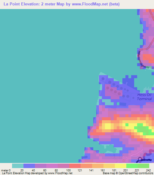 La Point,Saint Lucia Elevation Map