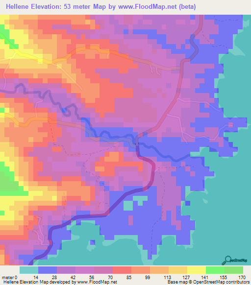 Hellene,Saint Lucia Elevation Map