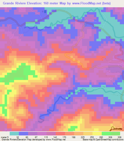 Grande Riviere,Saint Lucia Elevation Map