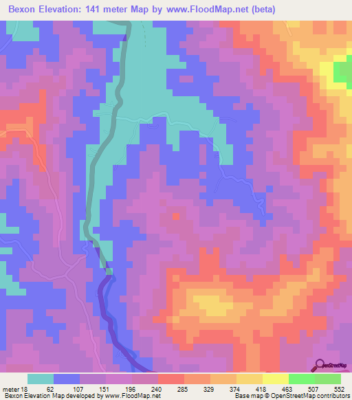 Bexon,Saint Lucia Elevation Map