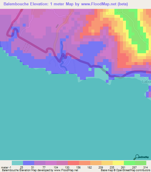 Balembouche,Saint Lucia Elevation Map