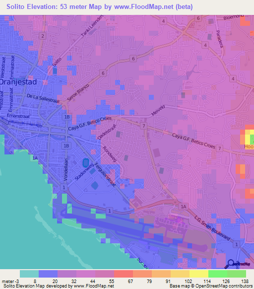 Solito,Aruba Elevation Map