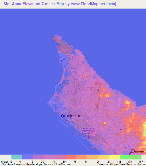 Sint Anna,Aruba Elevation Map