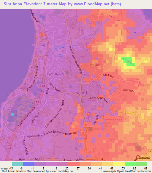 Sint Anna,Aruba Elevation Map